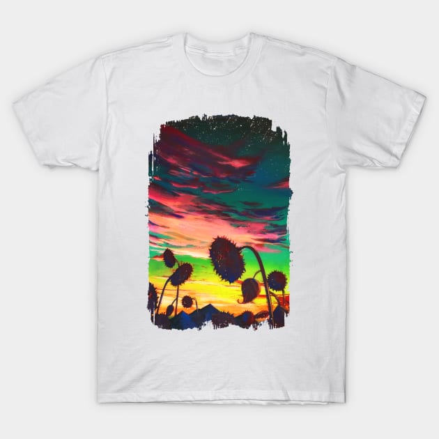 Sunflower Sunset Original Painting T-Shirt by Iceuh1